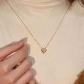 Heart Crown Cultured Diamond Necklace, 18K Rose Gold Niche Design, Light Luxury Everyday Versatile